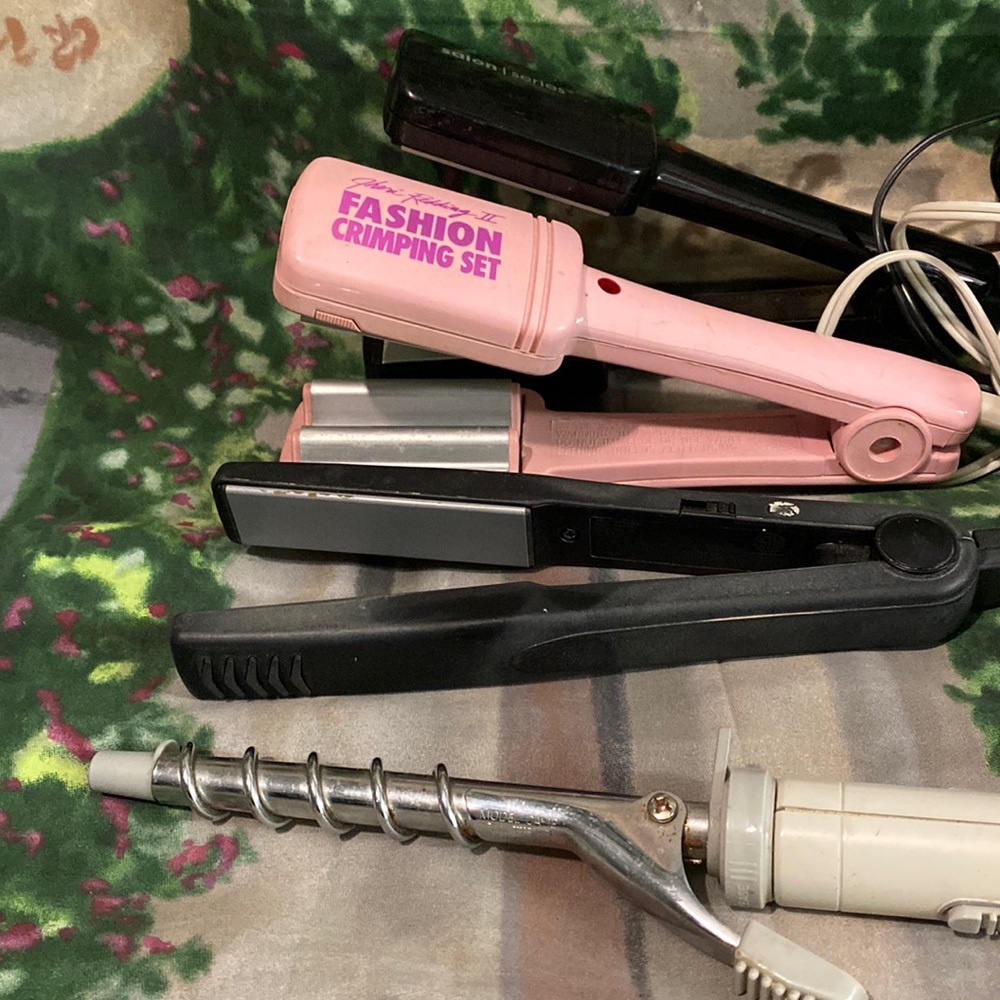 Vintage hair tools crimper flat iron